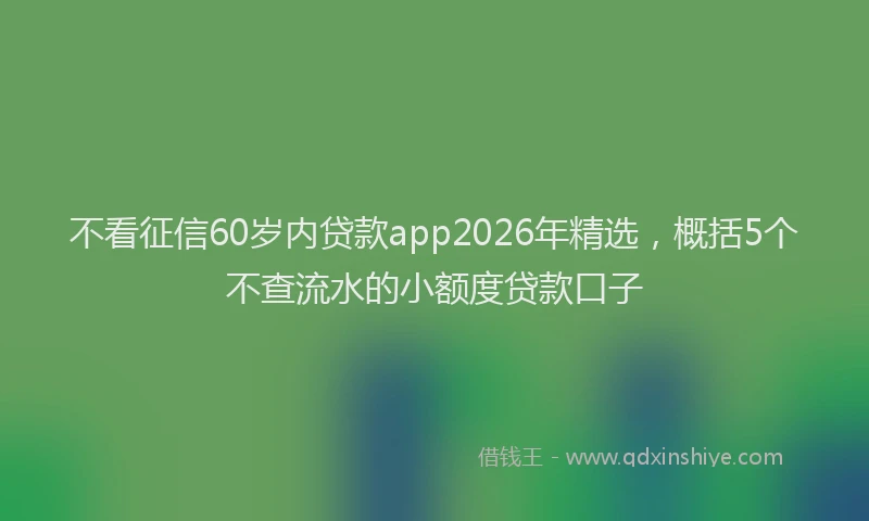 不看征信60岁内贷款app2026年精选，概括5个不查流水的小额度贷款口子