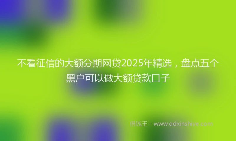 不看征信的大额分期网贷2025年精选,盘点五个黑户可以做大额贷款口子