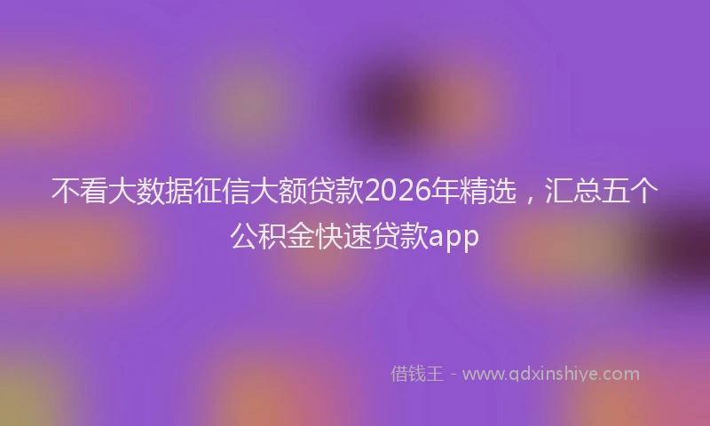 不看大数据征信大额贷款2026年精选，汇总五个公积金快速贷款app