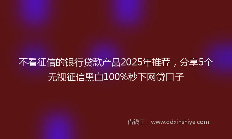 不看征信的银行贷款产品2025年推荐，分享5个无视征信黑白100%秒下网贷口子