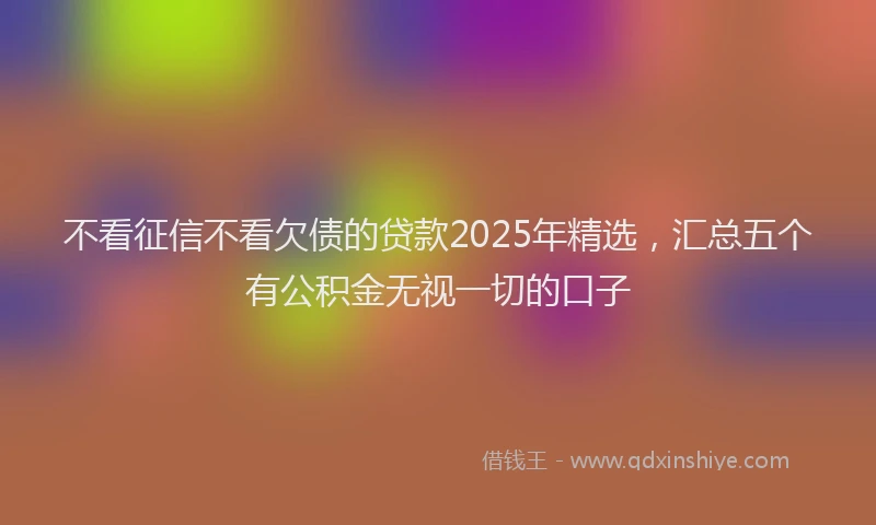 不看征信不看欠债的贷款2025年精选，汇总五个有公积金无视一切的口子