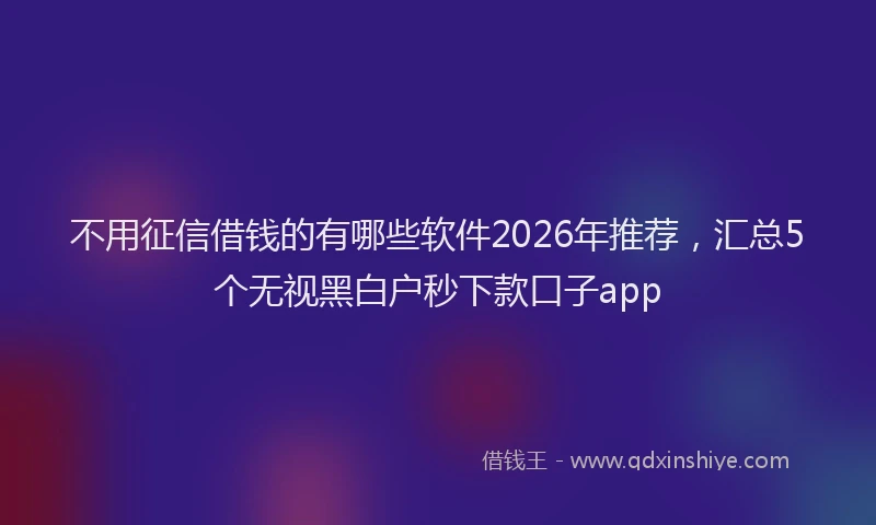 不用征信借钱的有哪些软件2026年推荐，汇总5个无视黑白户秒下款口子app