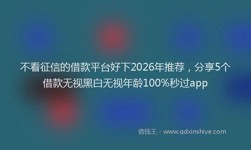 不看征信的借款平台好下2026年推荐，分享5个借款无视黑白无视年龄100%秒过app