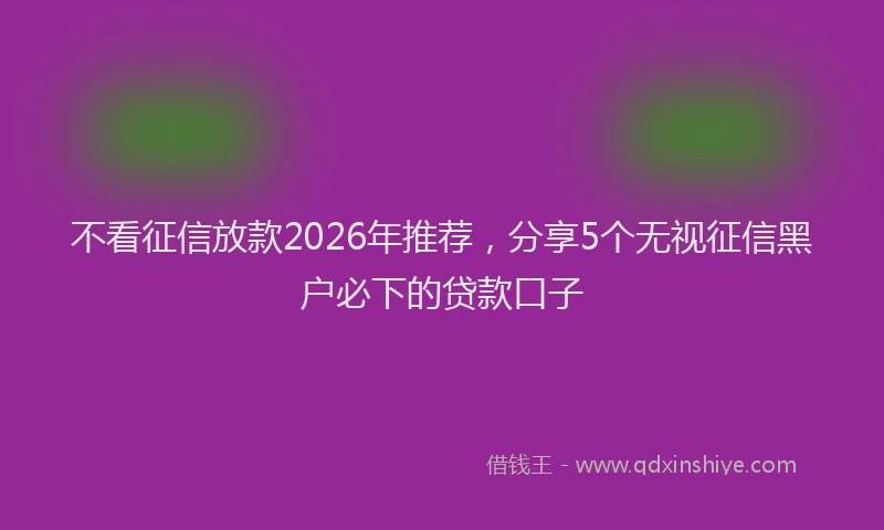 不看征信放款2026年推荐，分享5个无视征信黑户必下的贷款口子