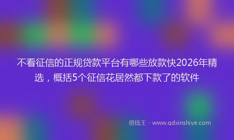 不看征信的正规贷款平台有哪些放款快2026年精选,概括5个征信花居然都下款了的软件