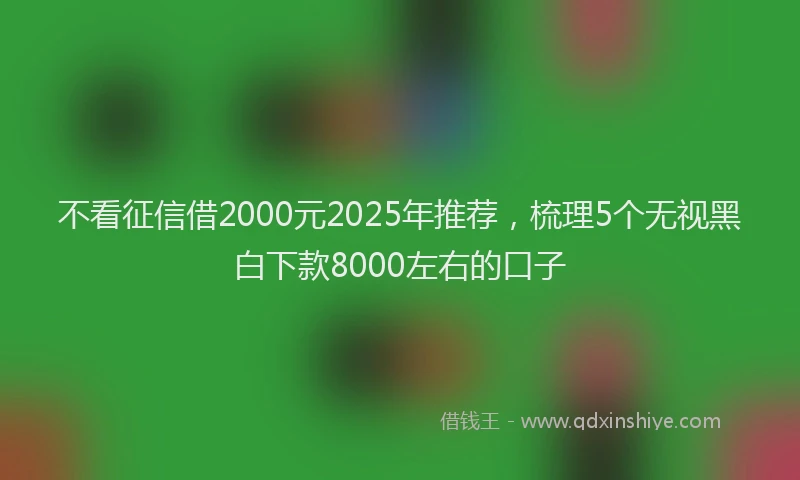 不看征信借2000元2025年推荐，梳理5个无视黑白下款8000左右的口子