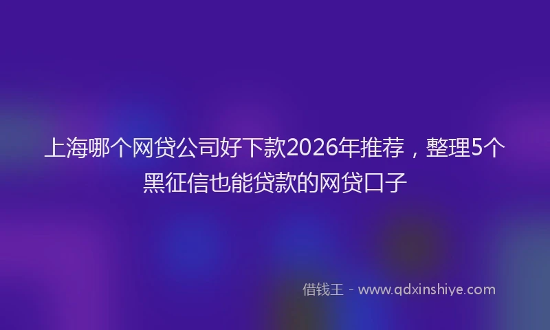 上海哪个网贷公司好下款2026年推荐，整理5个黑征信也能贷款的网贷口子