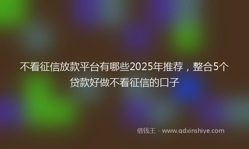 不看征信放款平台有哪些2025年推荐，整合5个贷款好做不看征信的口子
