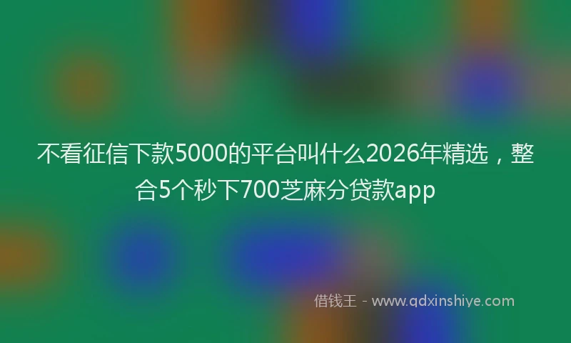 不看征信下款5000的平台叫什么2026年精选，整合5个秒下700芝麻分贷款app