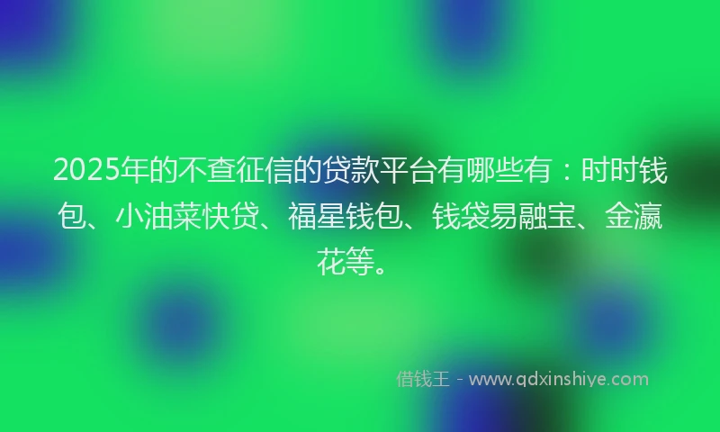 2025年的不查征信的贷款平台有哪些有：时时钱包、小油菜快贷、福星钱包、钱袋易融宝、金瀛花等。