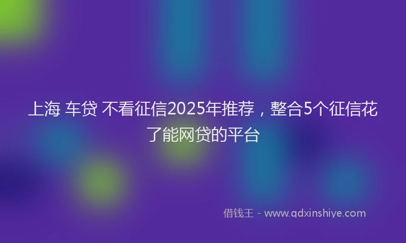 上海 车贷 不看征信2025年推荐，整合5个征信花了能网贷的平台