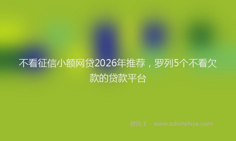 不看征信小额网贷2026年推荐，罗列5个不看欠款的贷款平台