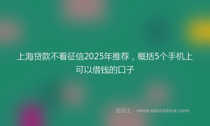上海贷款不看征信2025年推荐，概括5个手机上可以借钱的口子