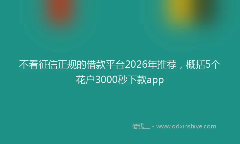 不看征信正规的借款平台2026年推荐，概括5个花户3000秒下款app