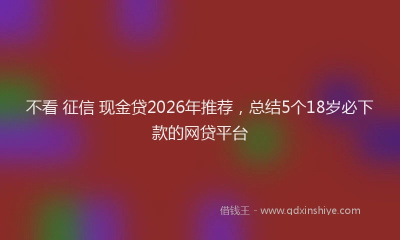 不看 征信 现金贷2026年推荐，总结5个18岁必下款的网贷平台