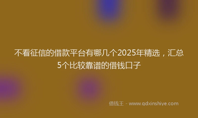 不看征信的借款平台有哪几个2025年精选，汇总5个比较靠谱的借钱口子