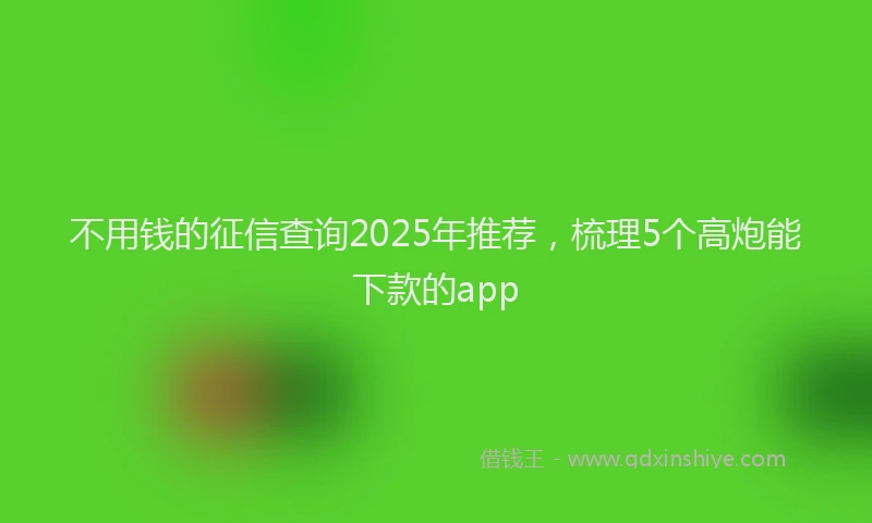 不用钱的征信查询2025年推荐，梳理5个高炮能下款的app