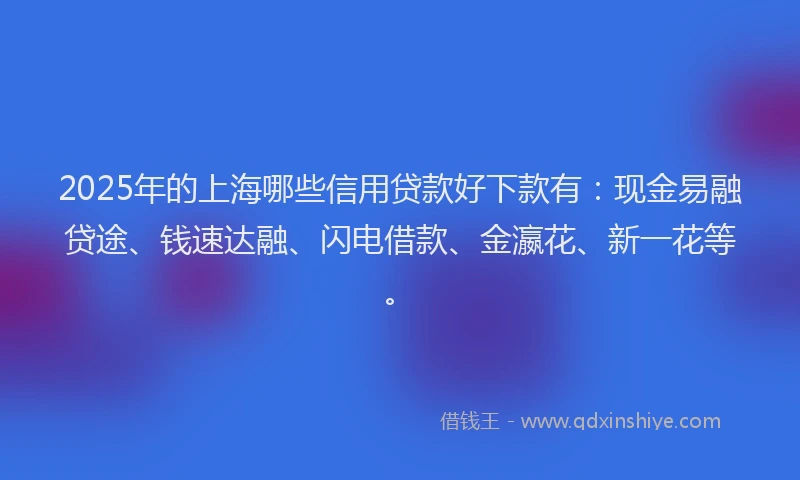 2025年的上海哪些信用贷款好下款有：现金易融贷途、钱速达融、闪电借款、金瀛花、新一花等。