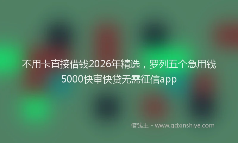 不用卡直接借钱2026年精选,罗列五个急用钱5000快审快贷无需征信app