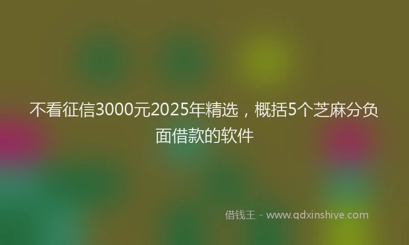 不看征信3000元2025年精选，概括5个芝麻分负面借款的软件