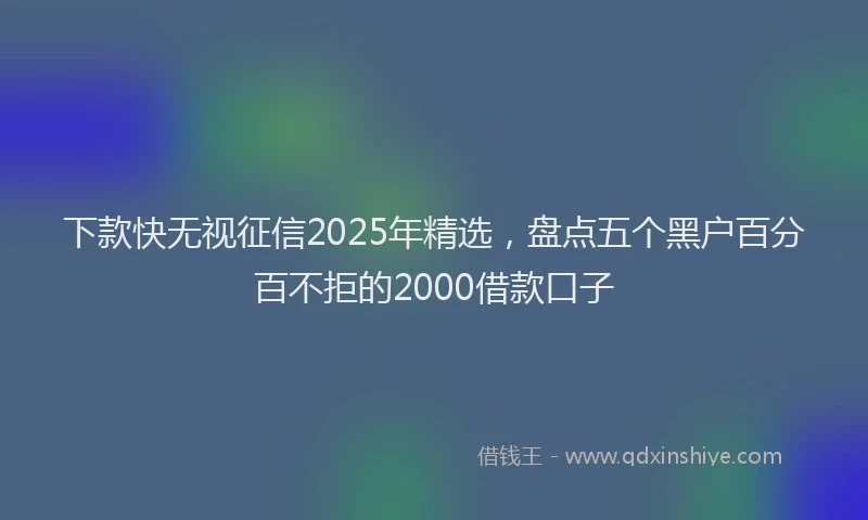 下款快无视征信2025年精选，盘点五个黑户百分百不拒的2000借款口子