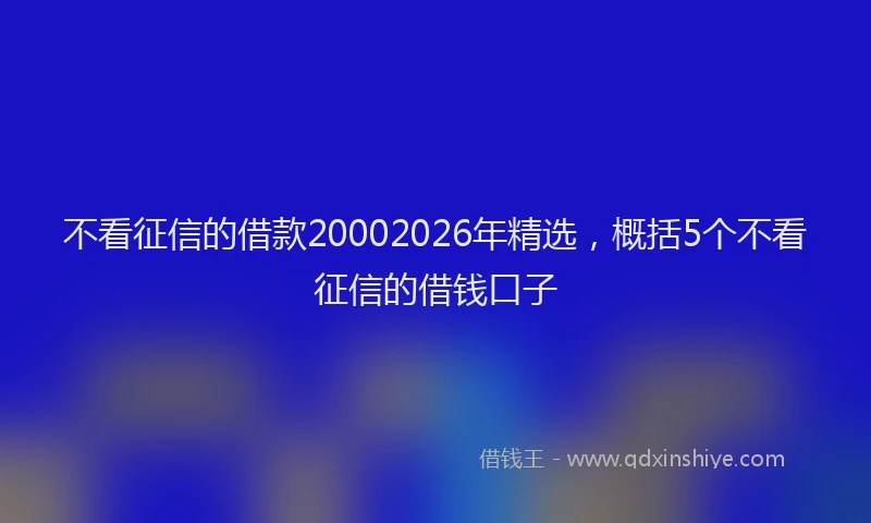不看征信的借款20002026年精选，概括5个不看征信的借钱口子