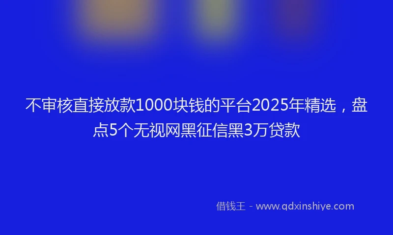 不审核直接放款1000块钱的平台2025年精选，盘点5个无视网黑征信黑3万贷款