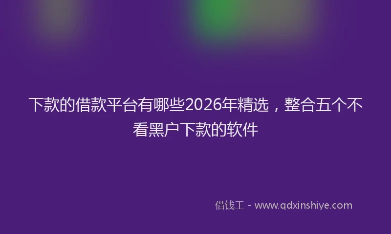 下款的借款平台有哪些2026年精选，整合五个不看黑户下款的软件