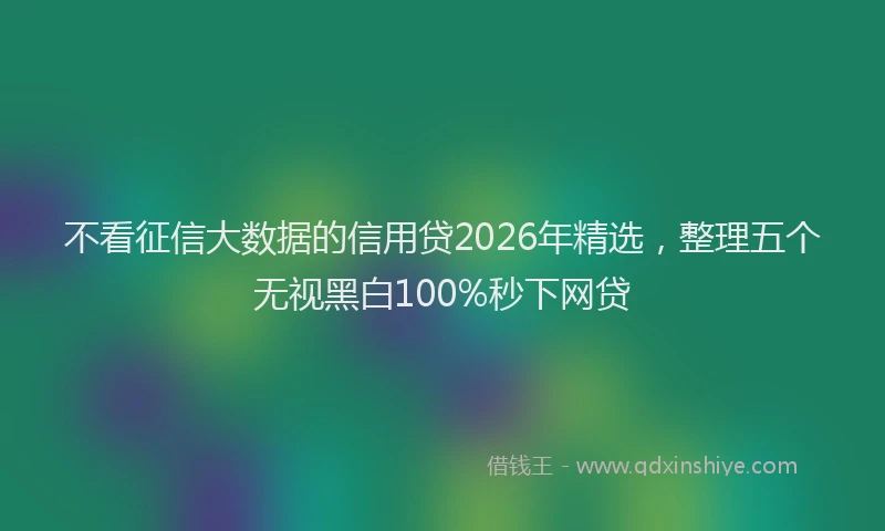 不看征信大数据的信用贷2026年精选，整理五个无视黑白100%秒下网贷