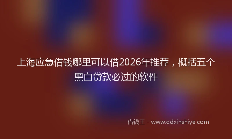 上海应急借钱哪里可以借2026年推荐，概括五个黑白贷款必过的软件