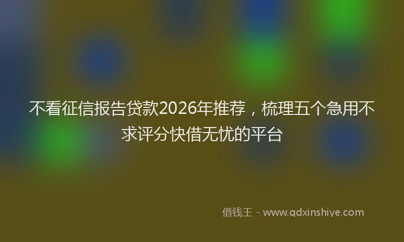 不看征信报告贷款2026年推荐，梳理五个急用不求评分快借无忧的平台