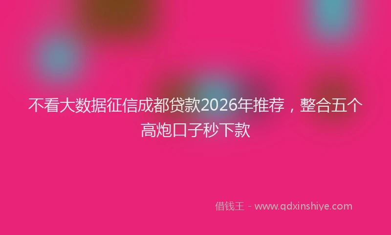 不看大数据征信成都贷款2026年推荐，整合五个高炮口子秒下款