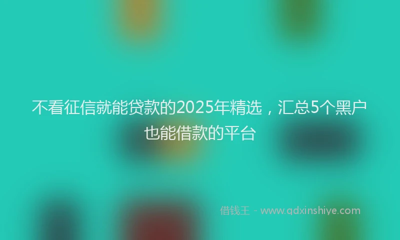 不看征信就能贷款的2025年精选，汇总5个黑户也能借款的平台