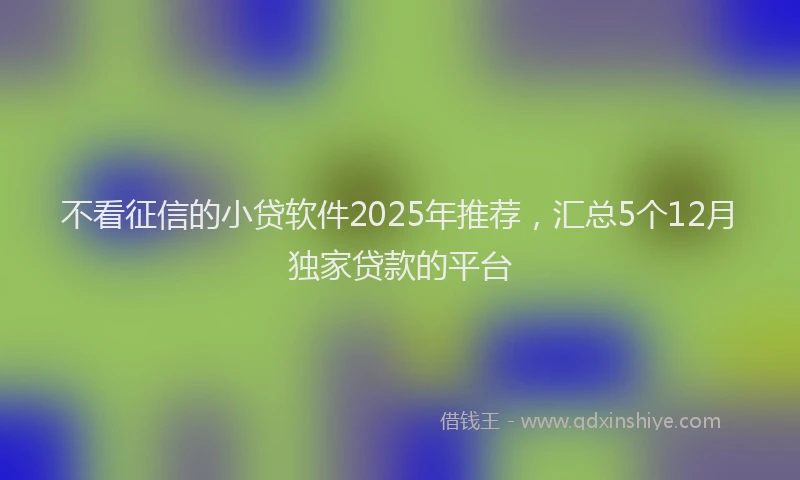 不看征信的小贷软件2025年推荐，汇总5个12月独家贷款的平台