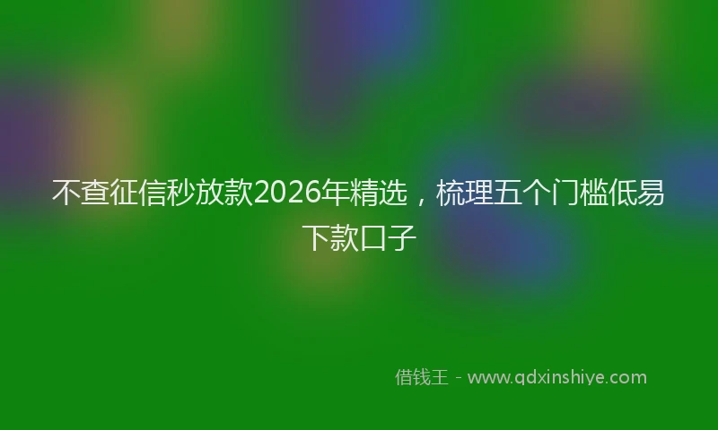 不查征信秒放款2026年精选，梳理五个门槛低易下款口子