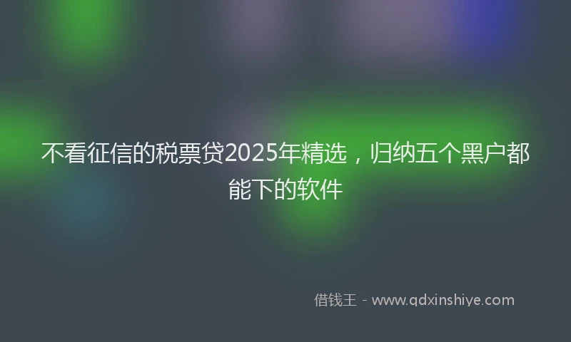 不看征信的税票贷2025年精选，归纳五个黑户都能下的软件