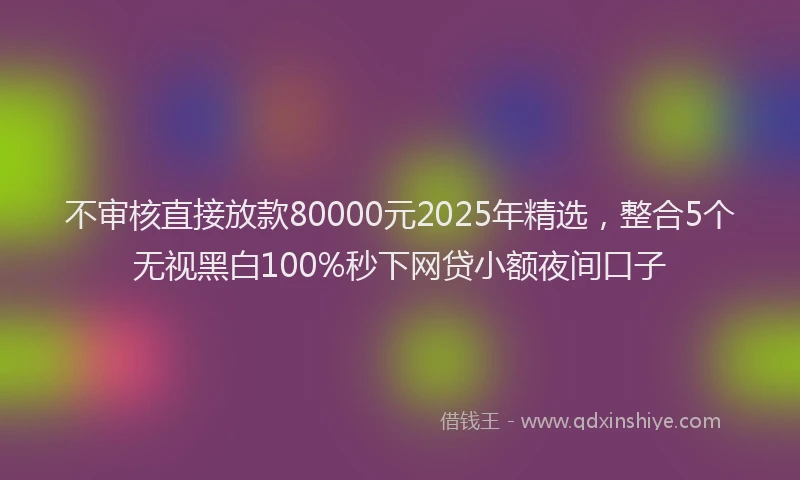 不审核直接放款80000元2025年精选，整合5个无视黑白100%秒下网贷小额夜间口子