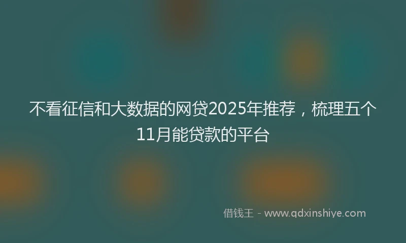 不看征信和大数据的网贷2025年推荐，梳理五个11月能贷款的平台