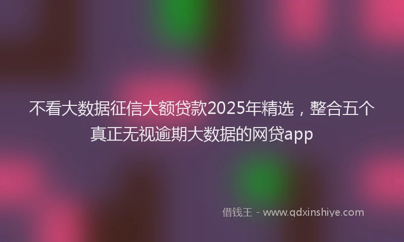 不看大数据征信大额贷款2025年精选，整合五个真正无视逾期大数据的网贷app