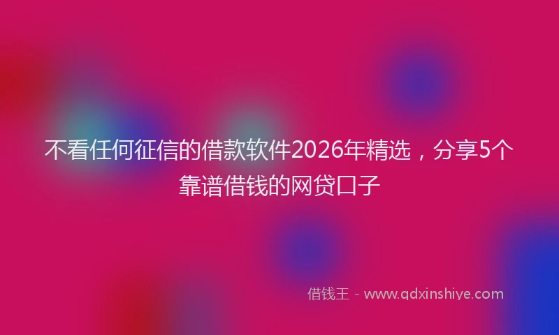 不看任何征信的借款软件2026年精选，分享5个靠谱借钱的网贷口子