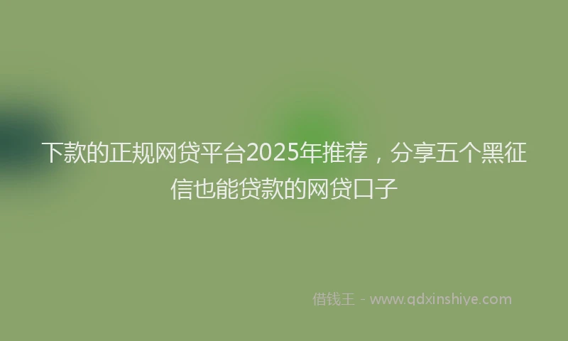 下款的正规网贷平台2025年推荐，分享五个黑征信也能贷款的网贷口子
