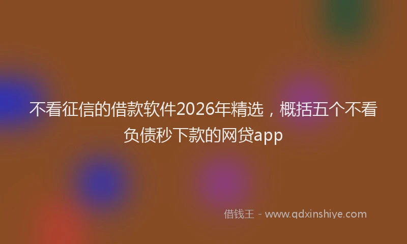 不看征信的借款软件2026年精选,概括五个不看负债秒下款的网贷app
