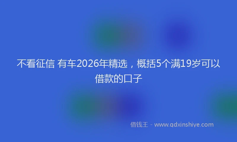 不看征信 有车2026年精选，概括5个满19岁可以借款的口子