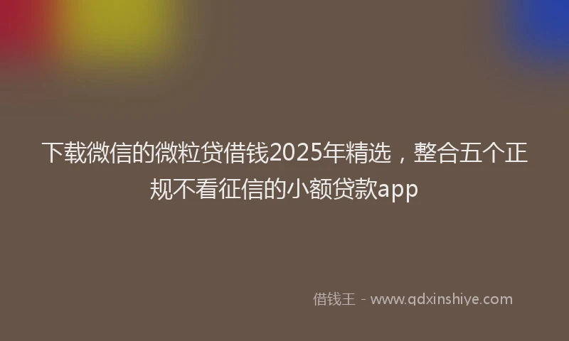 下载微信的微粒贷借钱2025年精选，整合五个正规不看征信的小额贷款app