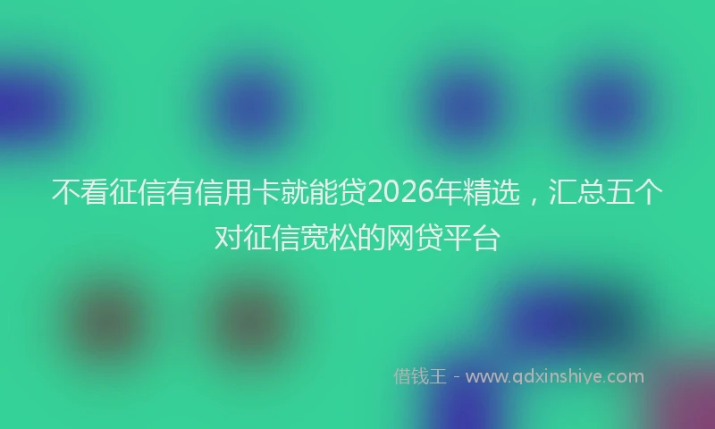 不看征信有信用卡就能贷2026年精选，汇总五个对征信宽松的网贷平台