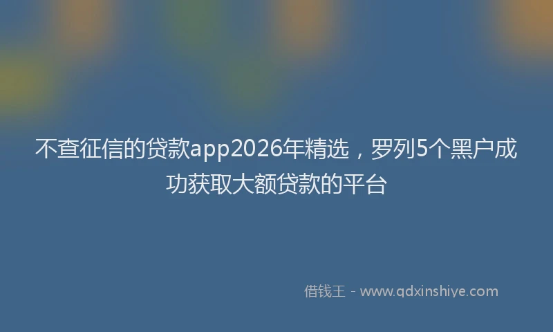 不查征信的贷款app2026年精选，罗列5个黑户成功获取大额贷款的平台