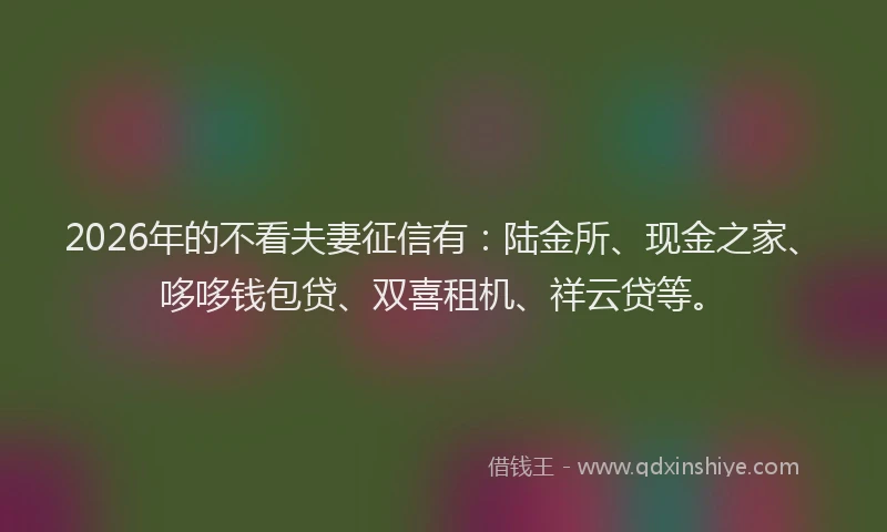 2026年的不看夫妻征信有：陆金所、现金之家、哆哆钱包贷、双喜租机、祥云贷等。