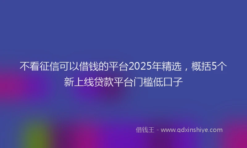 不看征信可以借钱的平台2025年精选,概括5个新上线贷款平台门槛低口子