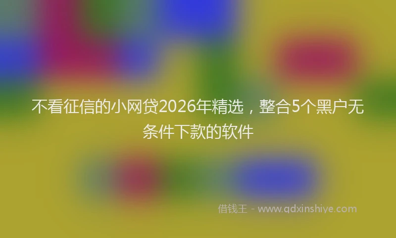 不看征信的小网贷2026年精选，整合5个黑户无条件下款的软件