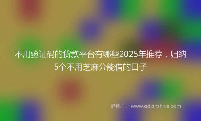 不用验证码的贷款平台有哪些2025年推荐，归纳5个不用芝麻分能借的口子